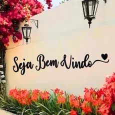 Frase Decorativa Elegante "Seja Bem Vindo" Acrílico Espelhado Area Interna e Externa Casa Sala Loja