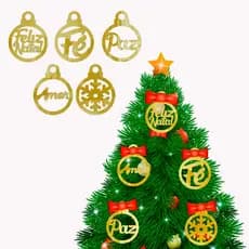 Kit 5 Enfeites de Natal Acrílico Espelhado Item Natalino Decoração para Árvore de Natal