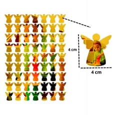Aplique Anjos Kit com 63 em Acrílico Espelhado Decorativo Sala Escritório Quarto Criança Bebê