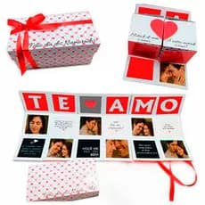 Dia dos Namorados Caixa Presente Surpresa com Mensagens e Foto Personalizada Exclusiva Romântica