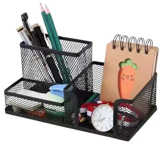 Kit 100 Porta Caneta Lápis 3 Divisórias Organizador Mesa Escritório Papelaria