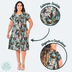 Vestido Feminino Plus Size Midi Malha Fria Soltinho Moda Premium