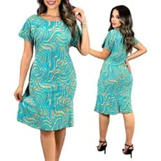 Vestido Feminino Estampado Soltinho Manga Curta | Moda Casual Confortável Para o Dia a Dia
