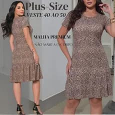 Vestido Feminino Estampado Moda Evangélica Malha Fria Liganete Para o Dia a Dia