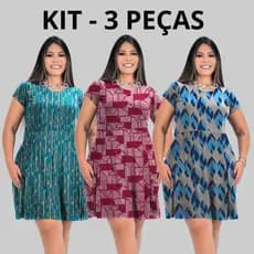 kit 3 Vestido Feminino Elegante Para o Dia Dia de Malha Fria