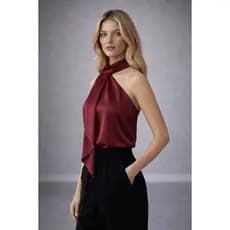 Blusa Feminina  Um Ombro Só com Amarração Elegante – Top Assimétrico  Moda Chic Social Festa