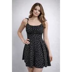 Vestido Feminino Curto Estampado Floral -  Alça Ajustável Casual -Moda Verão