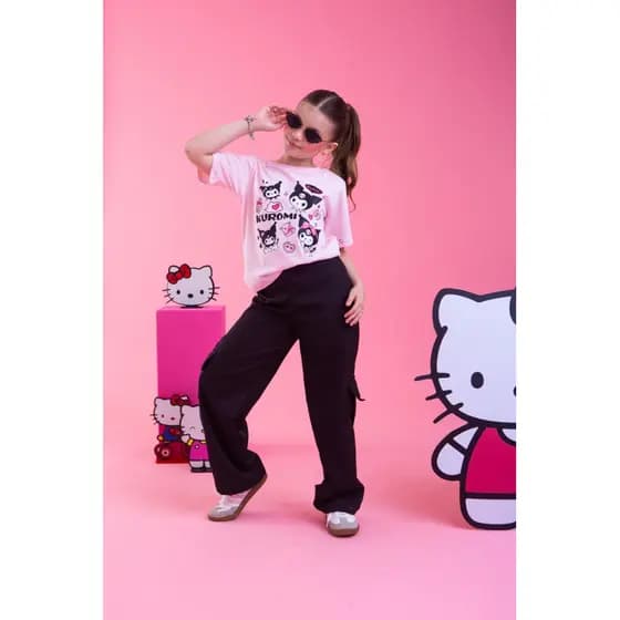 Conjunto infantil Blogueirinha- calça wid leg+ Blusa rosa 4 ao 14