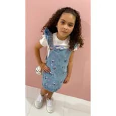 jardineira jeans infantil/Roupa de menina/conjunto jeans/conjunto de festa/Roupa de luxo/Roupa de blogueira