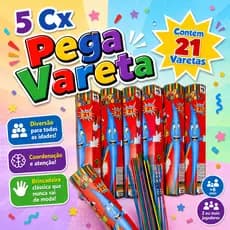 5 Jogo Pega Vareta Brinquedo p/ Kit Festa Infantil Lembrancinha Prenda Educativo Infantil