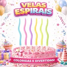 Vela Aniversário Candy Color Espiral Colorida Decoração Festa