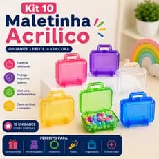 Kit 10 Maleta Maletinha Acrilica p/ Lembrancinha Infantil Festa