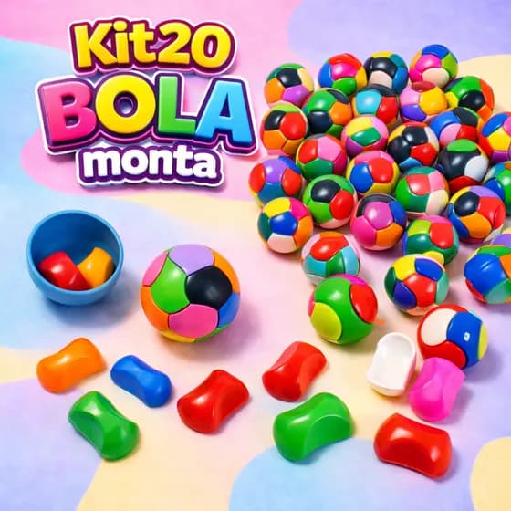 Kit 20 Bolinha Quebra Cabeça Monta e Desmonta Kit Festa Lembrancinha Educativo Brinquedo Infantil