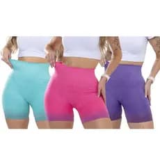Kit 3 Shorts Legging Levanta Bumbum Sem Costura Modelo Degrade Para Academia e Ginastica