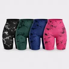 Kit 4 Shorts Tie Dye Levanta Bumbum  Sem Costura Cintura Alta