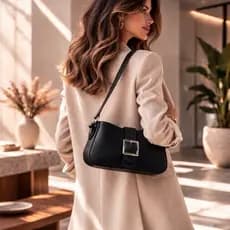 Bolsa Feminina Baguete de Ombro Detalhe Fivela Casual Estilosa