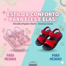 Sandalia Papete Menina e Menino Confortável leve antiderrapante Fechamento Pratico velcro moderna