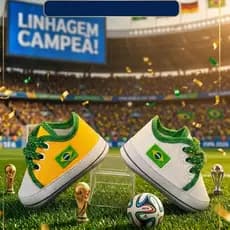 Sapatinho de bebê recém nascido copa do mundo de futebol brasil campeão patriota verde amarelo