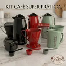 Kit Café Super Prático Unitermi Garrafa Térmica Café Leiteira Colher S/ Filtro Hermetrico Açucareiro