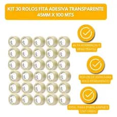 Kit 30 Fita Adesiva 45mm X 100m Transparente - Durex