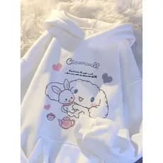 Moletom Canguru Com Capuz Unissex Cinnamaroll Cute Bunny Tea