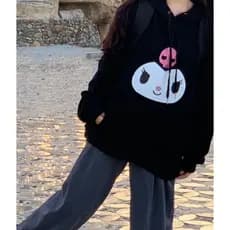 Moletom Canguru Com Capuz Unissex Kuromi Style Anime Kawaii