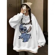 Moletom Canguru Com Capuz Unissex Lilo And Stitch  Cartoon