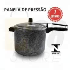 Panela de Pressão 7 Litros Preta em Aluminío Craqueado. Grande, com ótima Pressão e Selo do INMETRO
