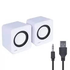 Caixa De Som 2.0 Usb 5V 2X 1W Com Controlador De Volume Branca - Vs-01B