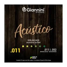 Encordoamento para Violão Aço 6 cordas Giannini Acústico Bronze 65/35 GESPW (.011  .052)