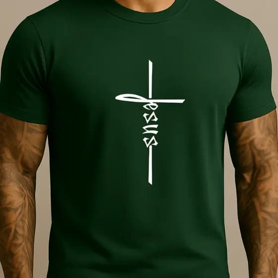 Camiseta Básica Cruz De Jesus Masculina Feminina 100% Algodão Camisa Costura Reforçada StreetWear