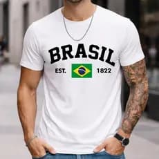 Camiseta Copa do Brasil Masculina Estampada Algodão Premium Confortável