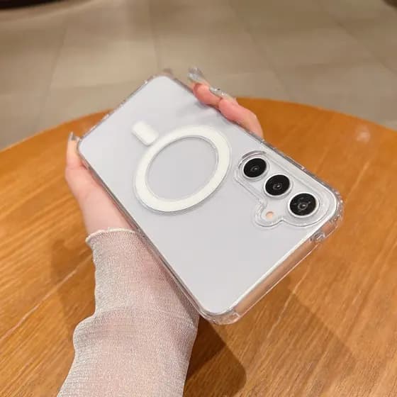 Acrílico Transparente Sem Fio Carregamento Magnético Anti Queda E Design Anticolisão Capa De Telefone Adequada Para Sams