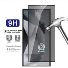 Tela De Seda 9H Anti Peeping Vidro Temperado Suporte Impressão Digital Desbloqueio Samsung Galaxy S21 S22 S23 S24 S25 Pl