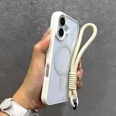 Acrílico Luxo Fosco Caso Magnético Com Cordão Para Samsung A56 A55 A36 A37 A57 A16 A17 5G Carregamento Sem Fio Capa À Pr