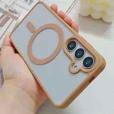 Luxo Acrílico Magnético De Carregamento Sem Fio Caso Telefone Para Samsung Galaxy S25Edge S24 S23 FE S22 Plus Ultra 5G D