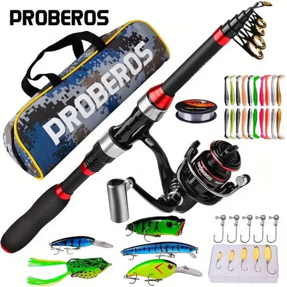 Conjunto de Vara de Pesca de Arremesso Longo de 1,8m - Kit Completo de Equipamento de Pesca com Molinete de Arremesso Lo