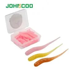 JOHNCOO 50 peças Isca de Pesca para Peixe de Rocha, Isca Macia 40mm 0.34g, Isca de Silicone para Robalo e Peixe de Rocha