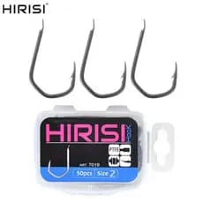 Anzóis de Pesca de Carpa Hirisi 50x com Espinhos, Revestidos de PTFE, Aço de Alto Carbono, Acessórios de Pesca 7019 FZWP