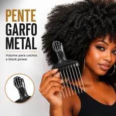 Pente Garfo Metal Profissional Para Cabelo Cacheado Afro Black Power