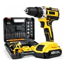 Furadeira Parafusadeira Sem Fio 48v 2 Baterias Cor Amarelo
