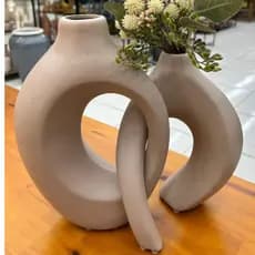 Dupla Vaso Entrelaçado Decorativo em Cerâmica para Escritório, Sala, Quarto, Jardim, Presente
