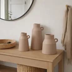 Trio de Vasos Decorativos Cerâmica Moderno Minimalista para Sala Aparador Mesa Decoração