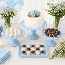 Kit Festa Cerâmica 4 Peças com Boleira e 3 Doceiras Mesa Posta Decoração Aniversário