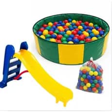 Piscina de Bolinhas Redonda + Escorregador Médio + 100 ou 200 Bolinhas