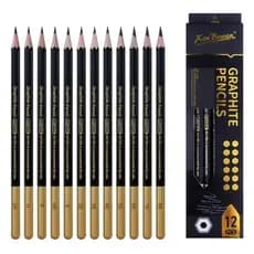 Kit 12 Lápis Esfuminho Grafites 8mm Bowen 2h-8b Profissional Desenho Artístico Esboço e Sombras