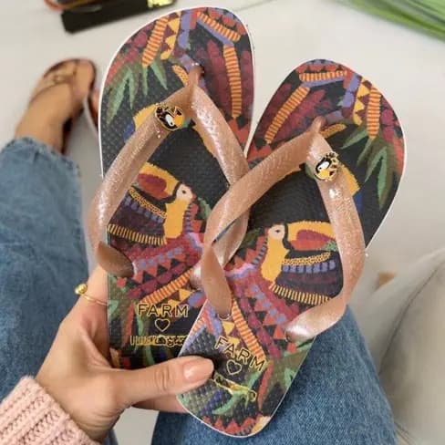Chinelo Feminino Casual Estampado Floral e Tropical Super Confortável