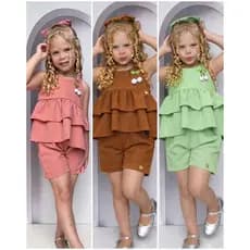 Conjunto Infantil Blogueira Verão Menina Blusinha e Short com Lacinho