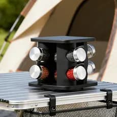 Porta Temperos Varios Tamanhos Condimento Cozinha Orgnaizada Inox Com Caneta Etiquetas Suporte Giratorio