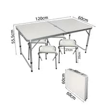 Mesa LEVE COM CADEIRA Para Camping E Praia Tipo Maleta Dobrável C/4 Banquetas FACIL PARA MONTAR